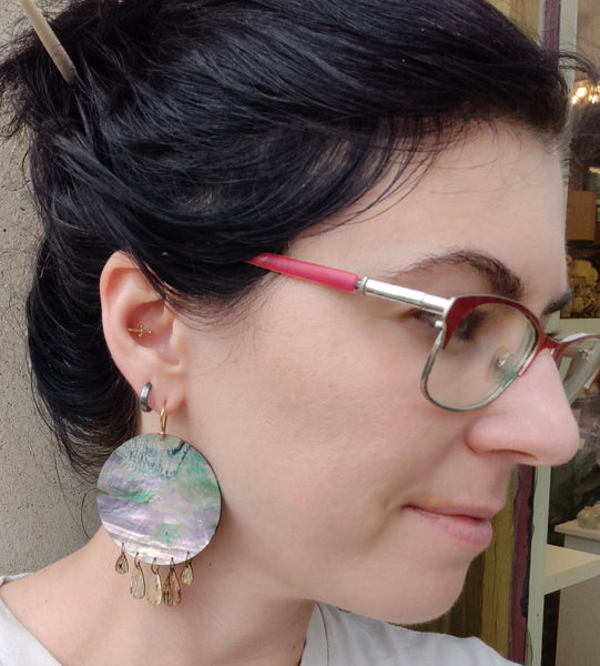 Abalone and Golden Drop Party Earrings
