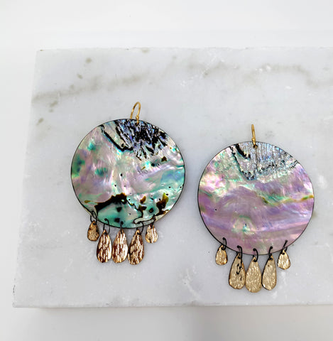 Abalone and Golden Drop Party Earrings