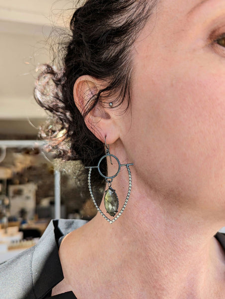 Labradorite Shield Earrings