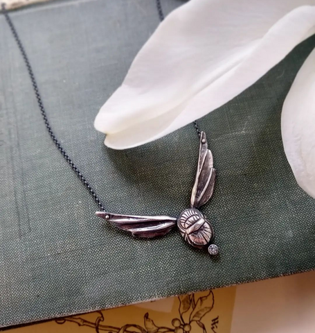 Handmade Scarab Wing Necklace