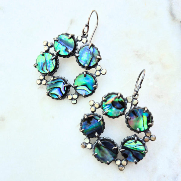 Deep Blue Abalone Constellation Earrings