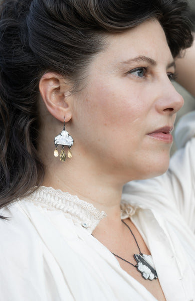 Mother of Pearl Flower Cloud Earrings