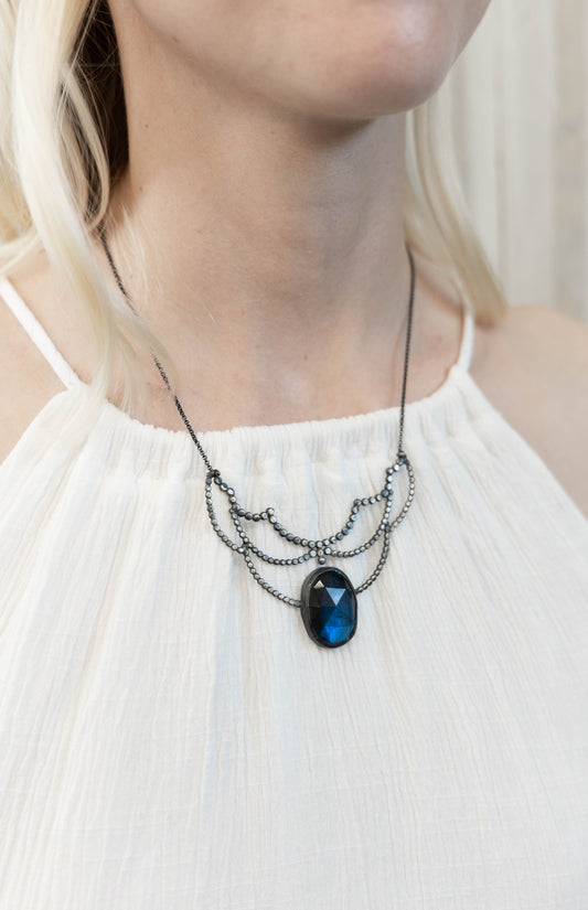 Victorian Inspired Labradorite Lacy Necklace