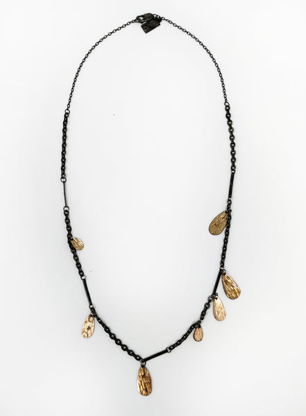 Asymmetrical Golden Drop Necklace