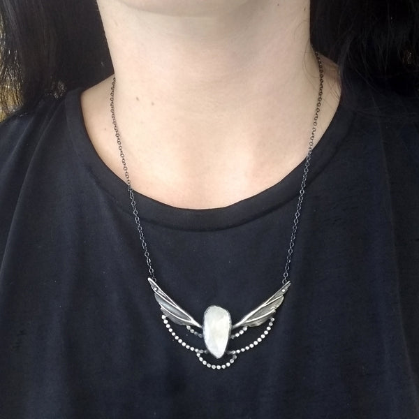 Handmade Moonstone Wings in Flight Necklace
