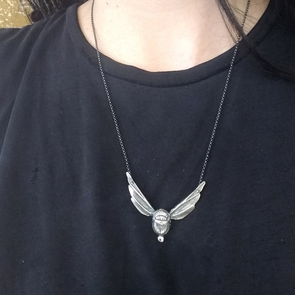Handmade Scarab Wing Necklace