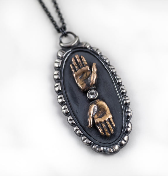 Double Hand Cameo Necklace