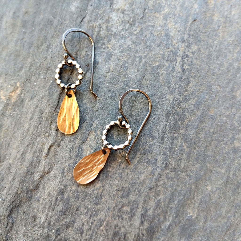 Handmade Silver and Gold Drop Earrings