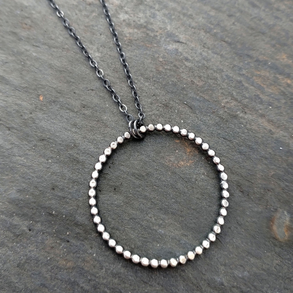 Handmade Sterling Silver Dotted Circle Necklace