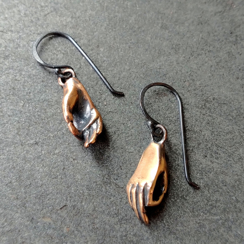 Handmade Bronze Hand Earrings