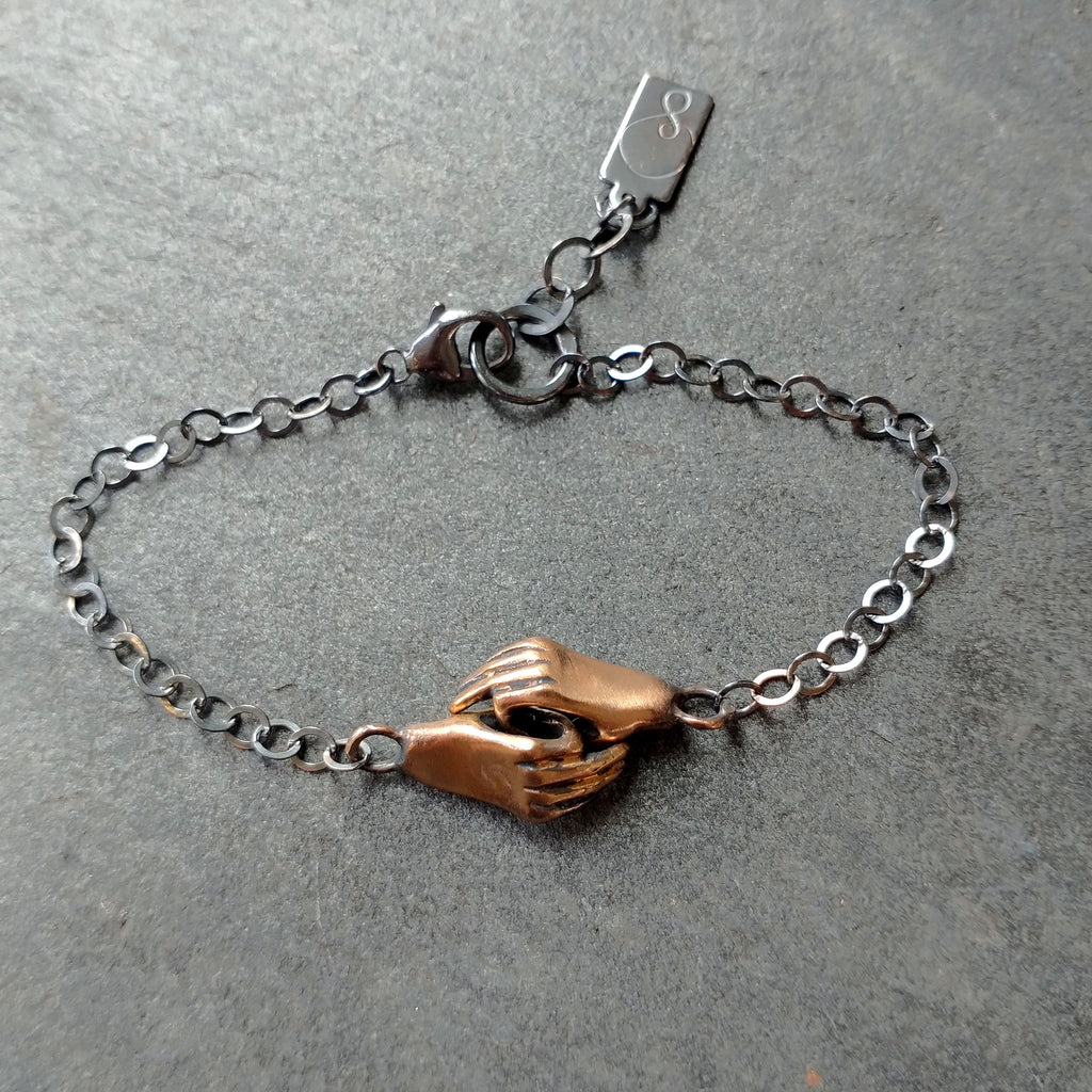 Handmade Bronze Holding Hands Bracelet Symbology By Alice Scott handmade-bronze-holding-hands-bracelet-symbology-by-alice-scott