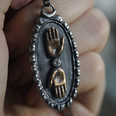 Double Hand Cameo Necklace