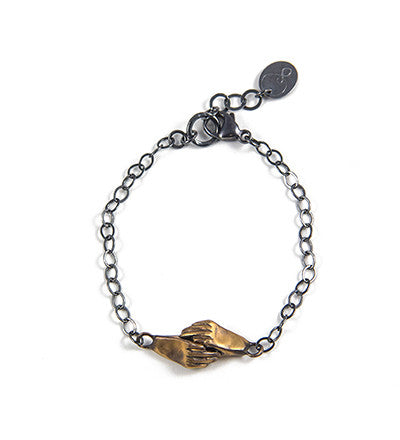 Handmade Bronze Holding Hands Bracelet