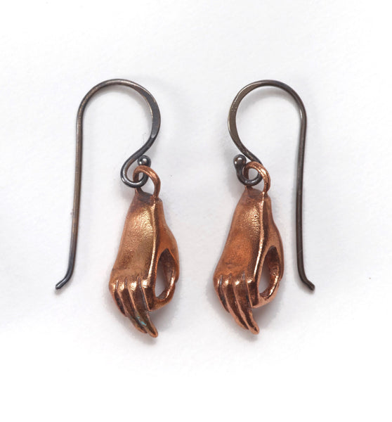 Handmade Bronze Hand Earrings