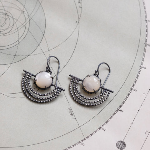 Handmade Sterling Silver and Pearl Outstretched Wing Earrings