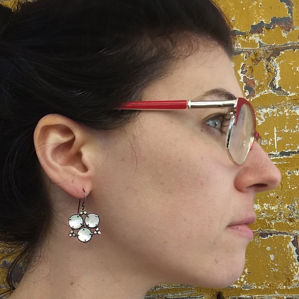 Handmade Geometric Pearl Star Earrings